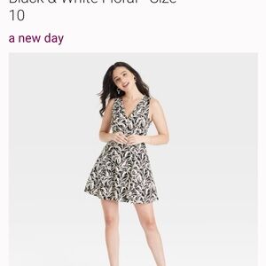 A New Day Monochrome Leaf Print Mini Dress